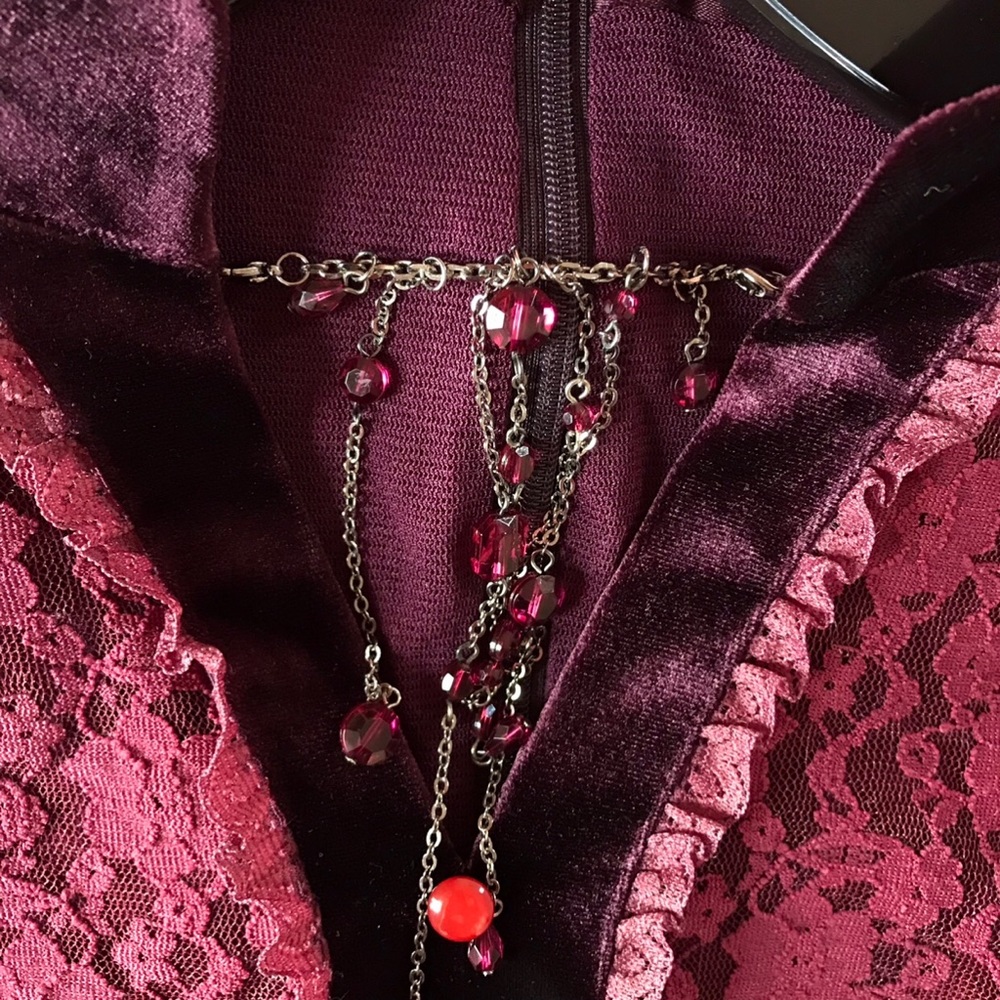 Women's Plum/burgundy Purple Lace Blouse - Picture 4 of 10